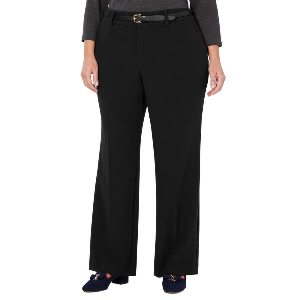 Charter Club Ladies Tummy Slimming Black Trouser Belted Dress Pants - Size 4